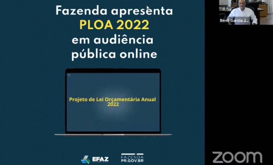 Diretoria do Orçamento Estadual apresenta o Projeto de Lei Orçamentária Anual para 2022 . Imagem SEFA
