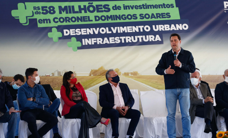 O governador Carlos Massa Ratinho Junior visitou Coronel Domingos Soares, na região Sudoeste, nesta quinta-feira (9), para a entrega da pavimentação de 27,1 quilômetros na PR-912, que separa a cidade de Palmas. Foto: Jonathan Campos/AEN