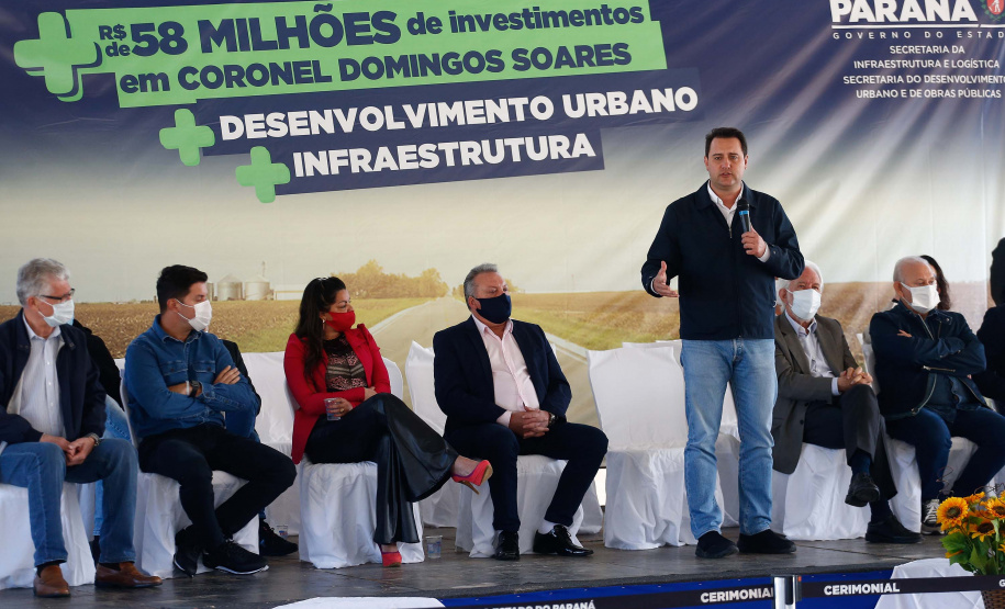 O governador Carlos Massa Ratinho Junior visitou Coronel Domingos Soares, na região Sudoeste, nesta quinta-feira (9), para a entrega da pavimentação de 27,1 quilômetros na PR-912, que separa a cidade de Palmas. Foto: Jonathan Campos/AEN