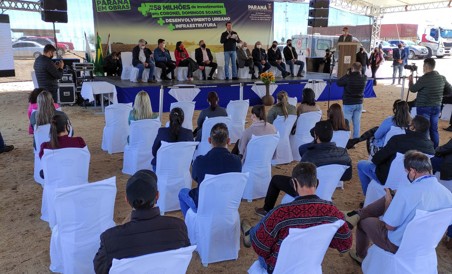 O governador Carlos Massa Ratinho Junior visitou Coronel Domingos Soares, na região Sudoeste, nesta quinta-feira (9), para a entrega da pavimentação de 27,1 quilômetros na PR-912, que separa a cidade de Palmas. Foto: Jonathan Campos/AEN