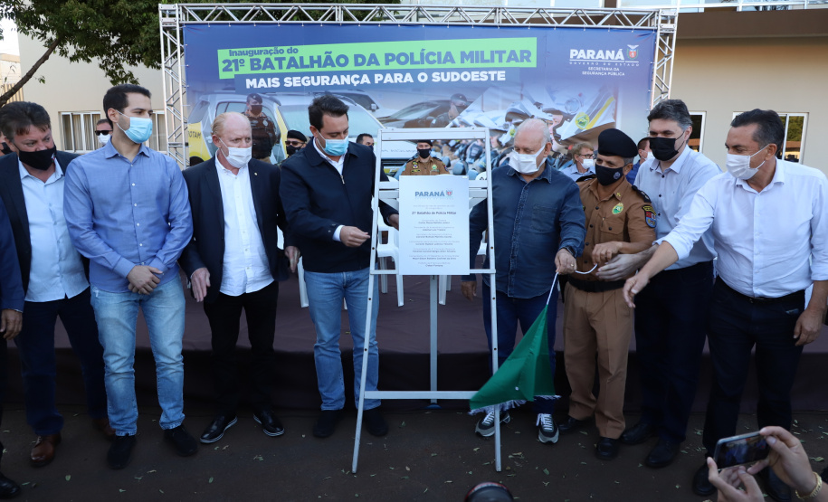 Governador Carlos Massa Ratinho Junior inaugura sede do 21º Batalhão da Polícia Militar de Francisco Beltrão. Foto: Ari Dias/AEN