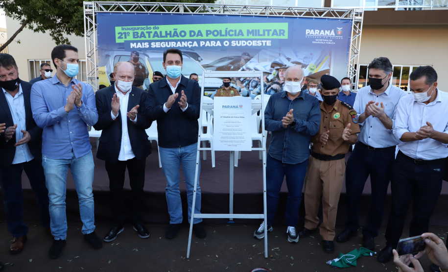 Governador Carlos Massa Ratinho Junior inaugura sede do 21º Batalhão da Polícia Militar de Francisco Beltrão. Foto: Ari Dias/AEN