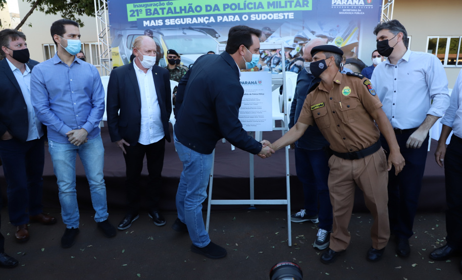 Governador Carlos Massa Ratinho Junior inaugura sede do 21º Batalhão da Polícia Militar de Francisco Beltrão. Foto: Ari Dias/AEN
