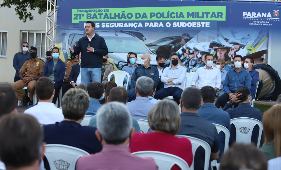 Governador Carlos Massa Ratinho Junior inaugura sede do 21º Batalhão da Polícia Militar de Francisco Beltrão. Foto: Ari Dias/AEN