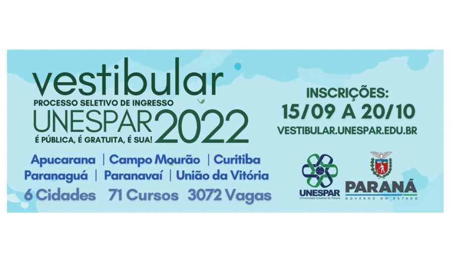 Unespar abre inscrições para o Vestibular 2022 a partir do dia 15 de setembro - Foto/Arte: UNESPAR