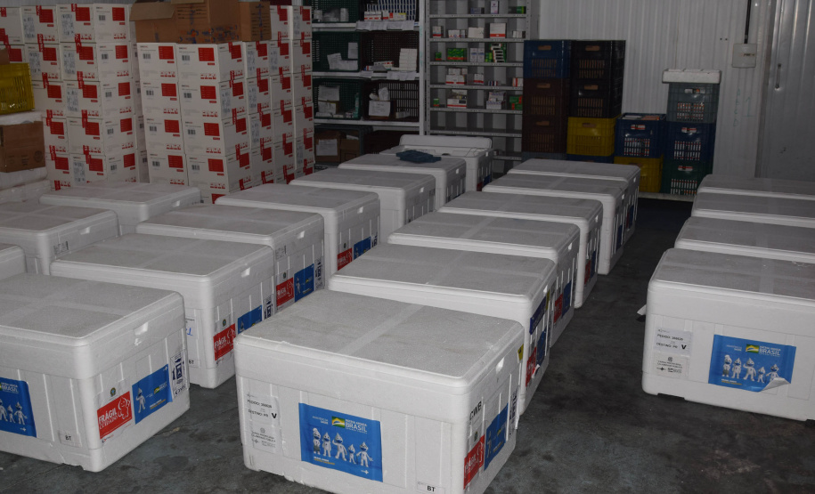 O Paraná recebeu no início da tarde deste sábado (18) mais 363.800 vacinas contra a Covid-19 da CoronaVac. A Secretaria de Estado da Saúde confirmou a chegada ao Estado de duas remessas, que desembarcaram no aeroporto Afonso Pena, em São José dos Pinhais, às 12h55, no voo LA 3443, e às 13h55, no voo AD 4830. -  Curitiba, 18/09/2021  -  Foto: Américo Antonio/SESA