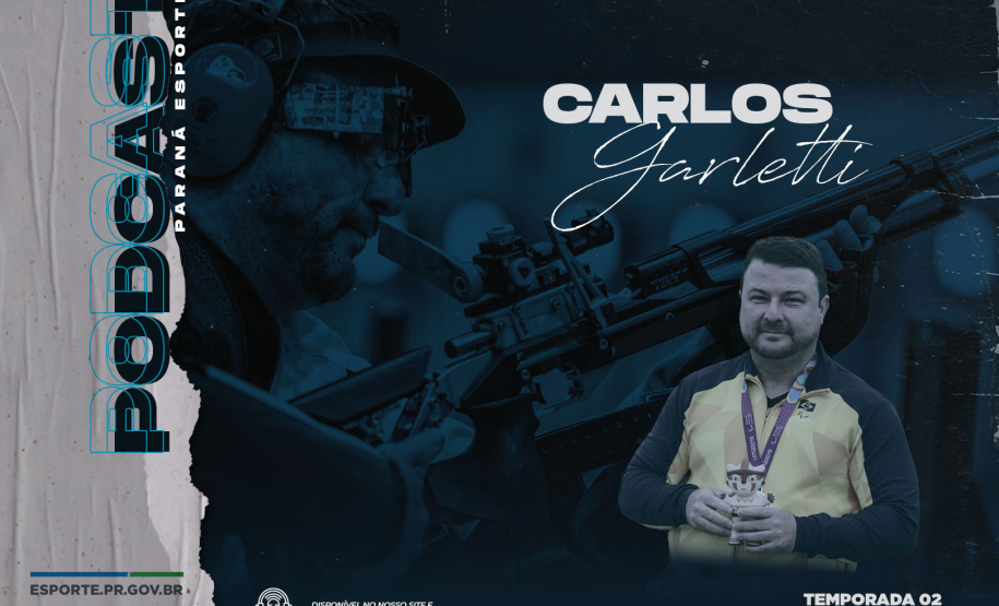 PODCAST: Carlos Garletti, referência nacional no tiro esportivo  -  Foto/Arte: Paraná Esporte