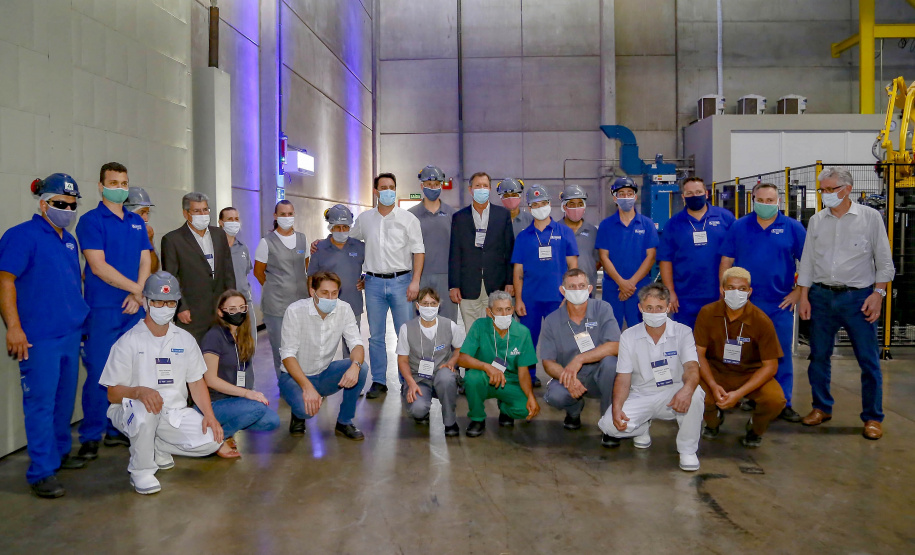 Governador Carlos Massa Ratinho Junior, participou da inauguração da nova planta industrial da Sooro Renner, líder nacional na produção de proteínas derivadas do soro de leite, em Marechal Cândido Rondon - Presentes, o 
prefeito Marcio Rauber e o diretor-presidente da Sooro Renner, William da Silva  - Marechal Cândido Rondon, 22/09/2021  -  Foto: Gilson Abreu/AEN