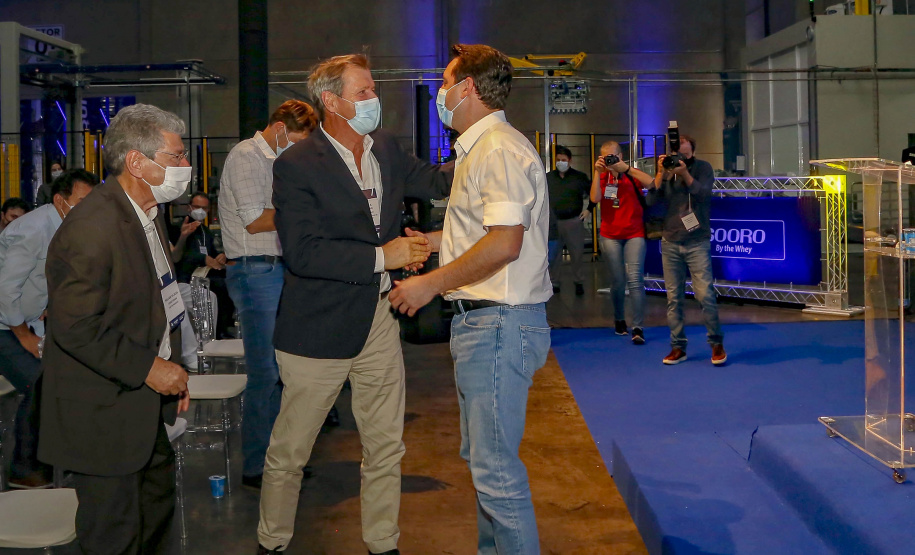 Governador Carlos Massa Ratinho Junior, participou da inauguração da nova planta industrial da Sooro Renner, líder nacional na produção de proteínas derivadas do soro de leite, em Marechal Cândido Rondon - Presentes, o 
prefeito Marcio Rauber e o diretor-presidente da Sooro Renner, William da Silva  - Marechal Cândido Rondon, 22/09/2021  -  Foto: Gilson Abreu/AEN