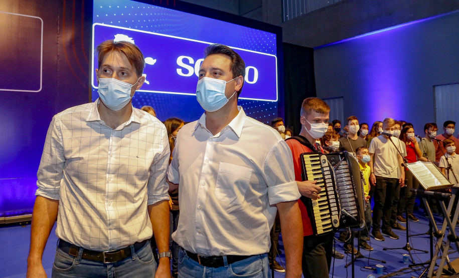 Governador Carlos Massa Ratinho Junior, participou da inauguração da nova planta industrial da Sooro Renner, líder nacional na produção de proteínas derivadas do soro de leite, em Marechal Cândido Rondon - Presentes, o 
prefeito Marcio Rauber e o diretor-presidente da Sooro Renner, William da Silva  - Marechal Cândido Rondon, 22/09/2021  -  Foto: Gilson Abreu/AEN