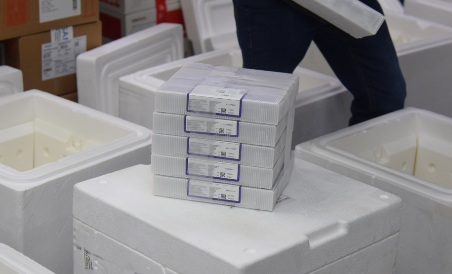 Paraná recebe novo lote de vacinas contra a Covid-19 e distribui 195,3 mil imunizantes Foto: Americo Antonio/SESA