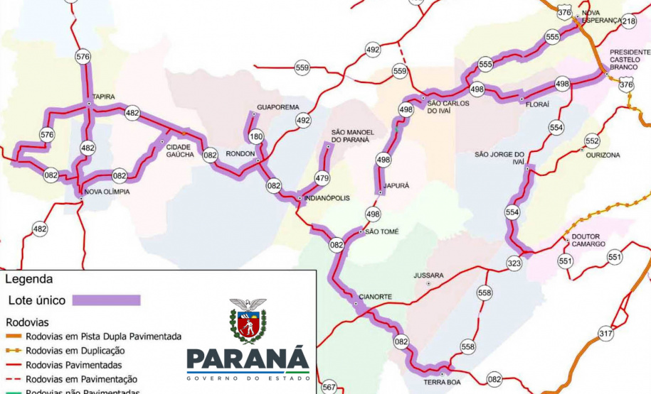 O Departamento de Estradas de Rodagem do Paraná (DER/PR) publicou em diário oficial a homologação da licitação para realizar serviços de conservação e manutenção em 307,56 quilômetros de rodovias na região Noroeste do Estado. -  Curitiba, 28/09/2021  -  Foto: DER