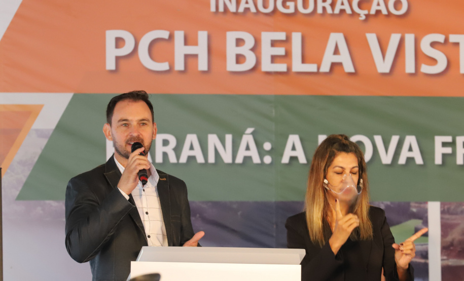 PCH Vere O governador Carlos Massa Ratinho Junior, o ministro de Minas e Energia, Bento Albuquerque, e o presidente da Copel, Daniel Pimentel Slaviero, inauguram de forma virtual nesta sexta-feira (1º) a Pequena Central Hidrelétrica Bela Vista, em Verê, no Sudoeste do Estado. Na foto o Prefeito de Vere, Ademilso Rosin 01/10/2021 - Foto: Geraldo Bubniak/AEN