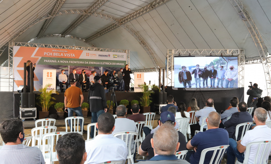 PCH Vere O governador Carlos Massa Ratinho Junior, o ministro de Minas e Energia, Bento Albuquerque, e o presidente da Copel, Daniel Pimentel Slaviero, inauguram de forma virtual nesta sexta-feira (1º) a Pequena Central Hidrelétrica Bela Vista, em Verê, no Sudoeste do Estado. 01/10/2021 - Foto: Geraldo Bubniak/AEN