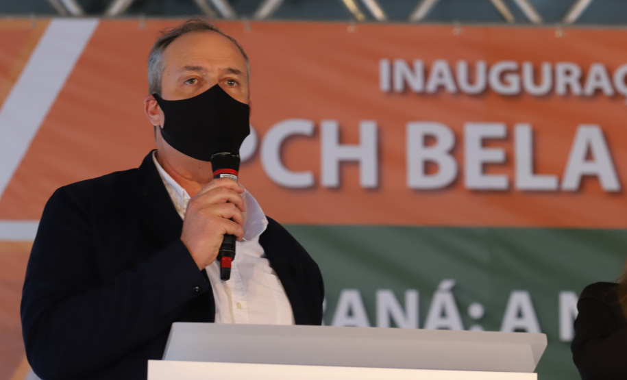PCH Vere O governador Carlos Massa Ratinho Junior, o ministro de Minas e Energia, Bento Albuquerque, e o presidente da Copel, Daniel Pimentel Slaviero, inauguram de forma virtual nesta sexta-feira (1º) a Pequena Central Hidrelétrica Bela Vista, em Verê, no Sudoeste do Estado. Na foto o diretor executivo da Bela Vista Geracao de Energia, Roberto Werneck Seara. 01/10/2021 - Foto: Geraldo Bubniak/AEN