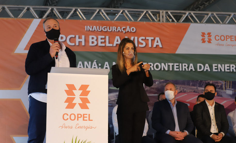 PCH Vere O governador Carlos Massa Ratinho Junior, o ministro de Minas e Energia, Bento Albuquerque, e o presidente da Copel, Daniel Pimentel Slaviero, inauguram de forma virtual nesta sexta-feira (1º) a Pequena Central Hidrelétrica Bela Vista, em Verê, no Sudoeste do Estado. Na foto o diretor executivo da Bela Vista Geracao de Energia, Roberto Werneck Seara. 01/10/2021 - Foto: Geraldo Bubniak/AEN