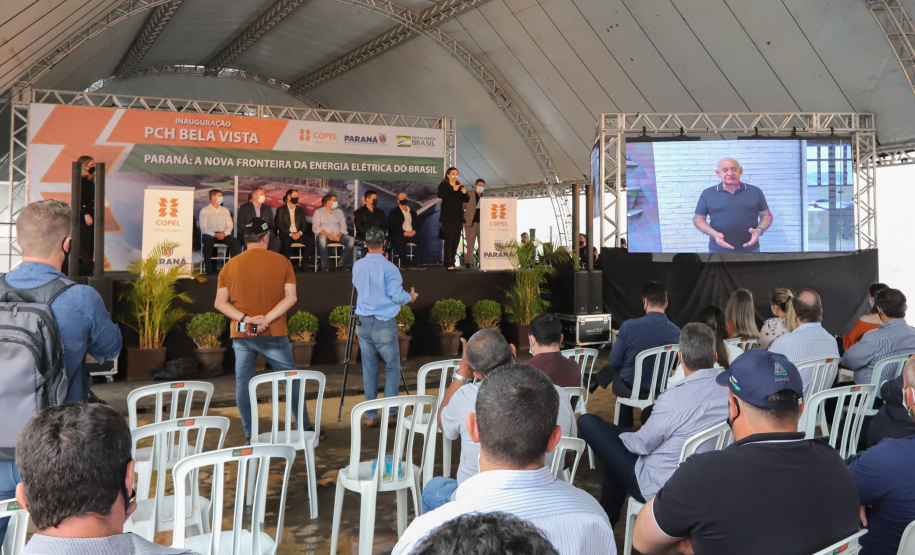 PCH Vere O governador Carlos Massa Ratinho Junior, o ministro de Minas e Energia, Bento Albuquerque, e o presidente da Copel, Daniel Pimentel Slaviero, inauguram de forma virtual nesta sexta-feira (1º) a Pequena Central Hidrelétrica Bela Vista, em Verê, no Sudoeste do Estado. 01/10/2021 - Foto: Geraldo Bubniak/AEN