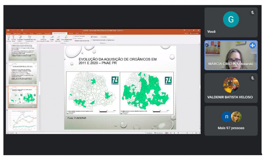 O Paraná lançou, em um evento online nesta segunda-feira (18), o III Plano Estadual de Segurança Alimentar e Nutricional 2020-2023. O documento reúne diretrizes prioritárias para garantir o direito à alimentação adequada e orienta as políticas públicas no estado. O lançamento faz parte de um conjunto de ações em referência ao Dia Mundial da Alimentação, comemorado em 16 de outubro. - Curitiba, 18/10/2021 - Foto: Gisele Barao da Silva