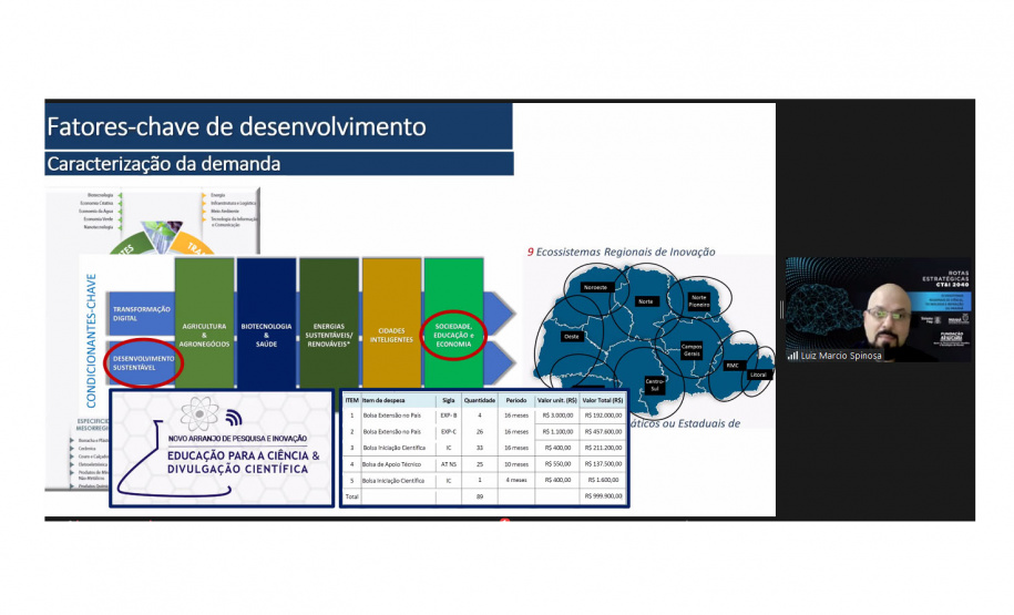 Com o objetivo de fortalecer a interação entre as instituições de ensino superior do Paraná e a sociedade através do desenvolvimento de diferentes estratégias e projetos de educação e divulgação da ciência, foi lançado nesta segunda-feira (18) o Novo Arranjo de Pesquisa e Inovação (NAPI) Educação para a Ciência e Divulgação Científica. - Curitiba, 18/10/2021 - Foto: Fundação Araucária