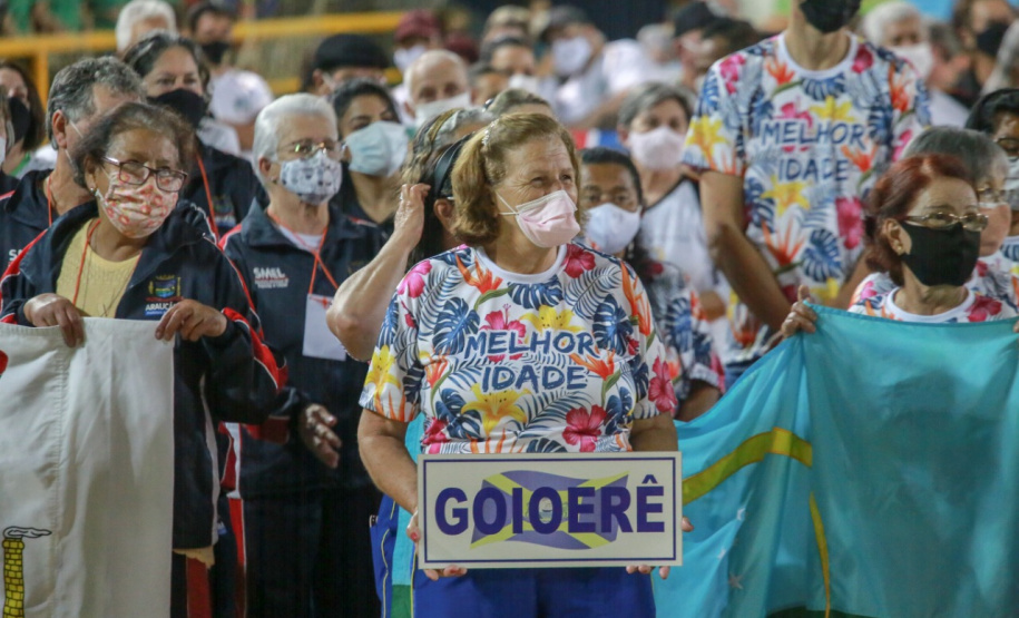 Abertura dos Jogos da Integração do Idoso, em Guaratuba. Foto: Valdelino Pontes/AEN