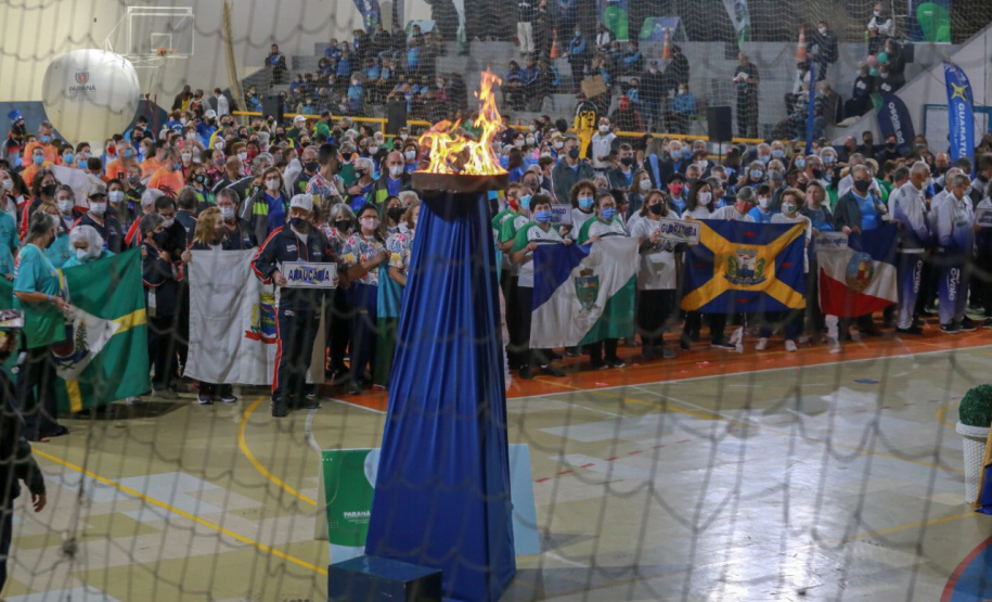 Abertura dos Jogos da Integração do Idoso, em Guaratuba. Foto: Valdelino Pontes/AEN