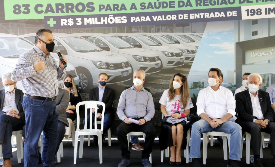 O governador Carlos Massa Ratinho Junior entrega 83 veículos para a Regional de Saúde de Maringá. Gilson Abreu/AEN