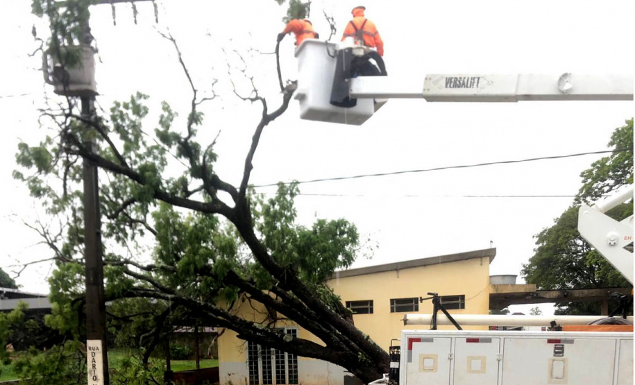 O balanço dos estragos causados pelo temporal contabiliza quase 1,2 mil postes e nove torres de transmissão derrubados pela força dos ventos e pela queda de galhos e árvores. Cidades inteiras chegaram a ficar sem energia e para recompor o fornecimento de luz, desde a madrugada do dia 14, cerca de 1.800 eletricistas estiveram em campo. Mais de 20 mil ocorrências foram atendidas, a fim de regularizar o fornecimento. - Curitiba, 21/10/2021 - Foto: Copel
