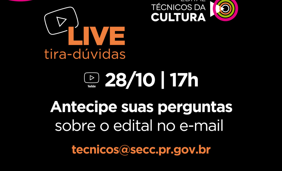 Cultura responde dúvidas sobre edital de técnicos e técnicas durante live - Curitiba, 25/210/2021 - Foto: SECC