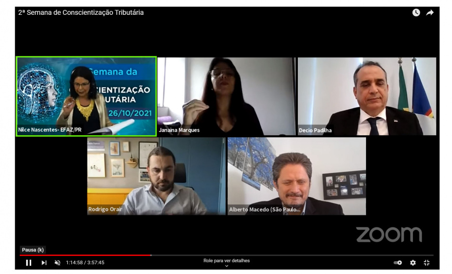 Durante dois dias aconteceu a II Semana de Conscientização Tributária - evento virtual que trouxe novos debates e discussões sobre os impactos das reformas tributárias a administrativas no país. - Curitiba, 26/10/2021 - Foto: SEFA