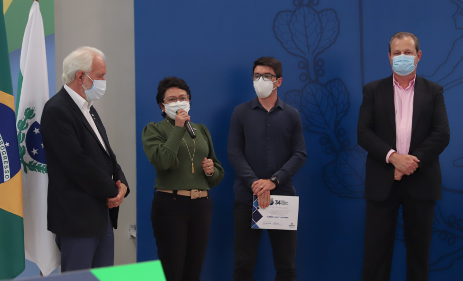 O vice governador Darci Piana e o o superintendente da Ciência, Tecnologia e Ensino Superior, Aldo Bona participam, nesta quinta-feira (28), da entrega do 34 Premio Paranaense de Ciencia e Tecnologia,  no Palacio Iguacu.   Curitiba, 28/10/2021 -  Foto: Geraldo Bubniak/AEN