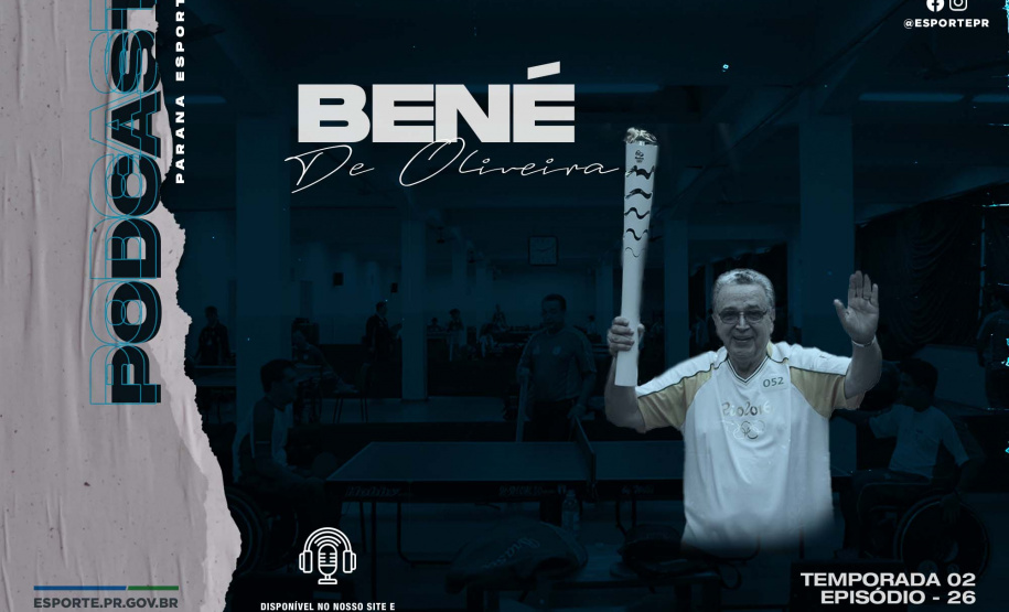 Novo podcast da Paraná Esporte é com Bené de Oliveira, ícone do tênis de mesa. Foto: Paraná Esporte