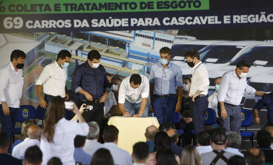 Governador Carlos Massa Ratinho Junior anuncia obras para tornar Cascavel a primeira cidade do Paraná com 100% de saneamento
Foto Gilson Abreu/AEN