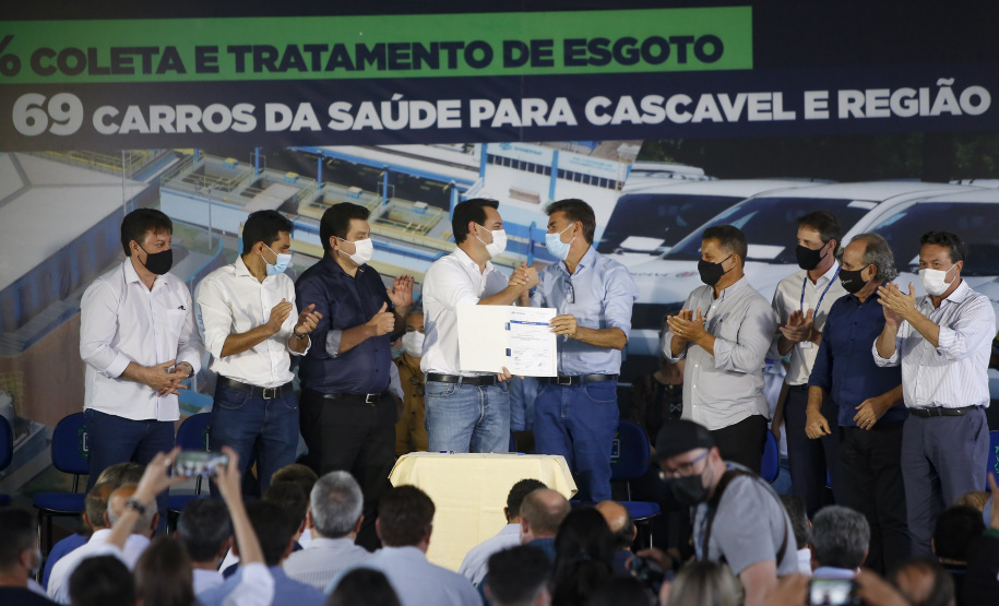 Governador Carlos Massa Ratinho Junior anuncia obras para tornar Cascavel a primeira cidade do Paraná com 100% de saneamento
Foto Gilson Abreu/AEN