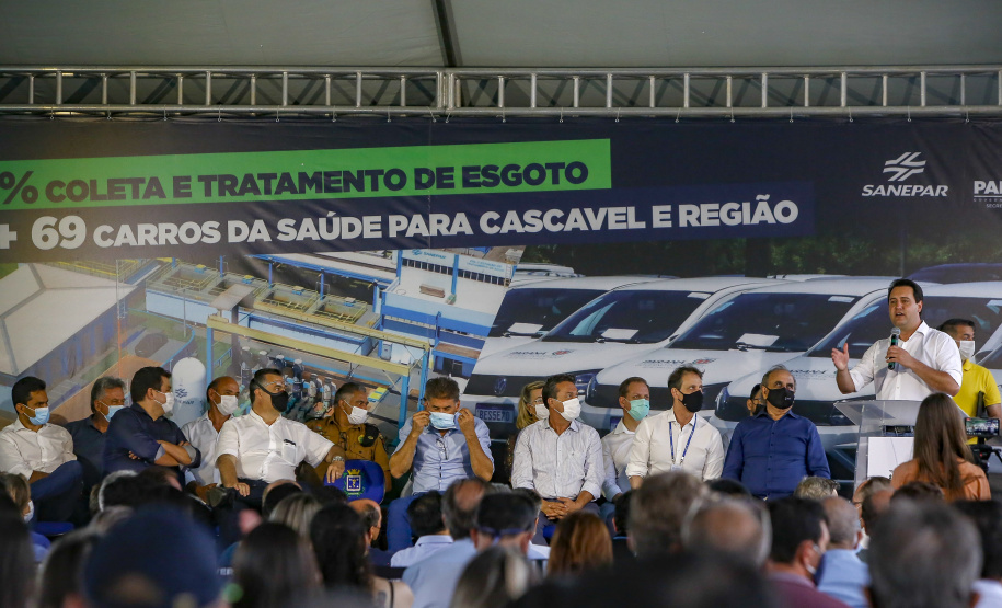 Governador Carlos Massa Ratinho Junior anuncia obras para tornar Cascavel a primeira cidade do Paraná com 100% de saneamento
Foto Gilson Abreu/AEN